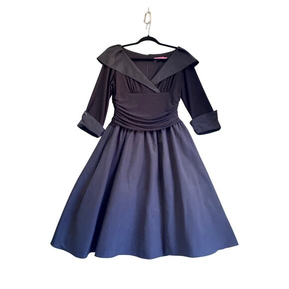 Eliza J Dresses & Skirts - Eliza J Black Portrait Collar 3/4 sleeve cocktail dress Sz 10 portrait collar